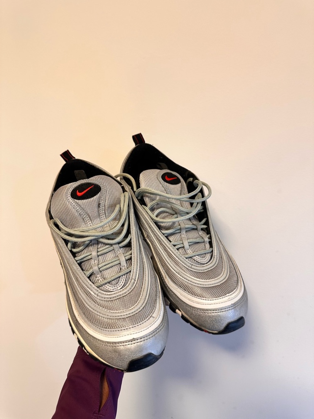 Men Nike Silver & Red- Air Max 97 silver bullet